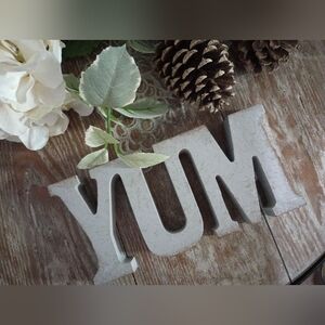 Rustic Gray Farmhouse Style 'YUM' Wooden Decorative Sign
